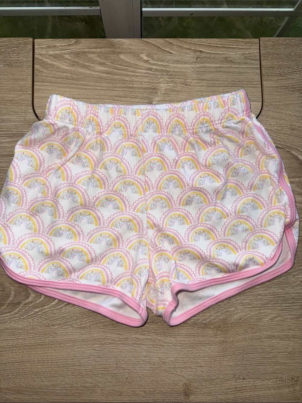 Girls' Pink Rainbow Print Pull-On Shorts